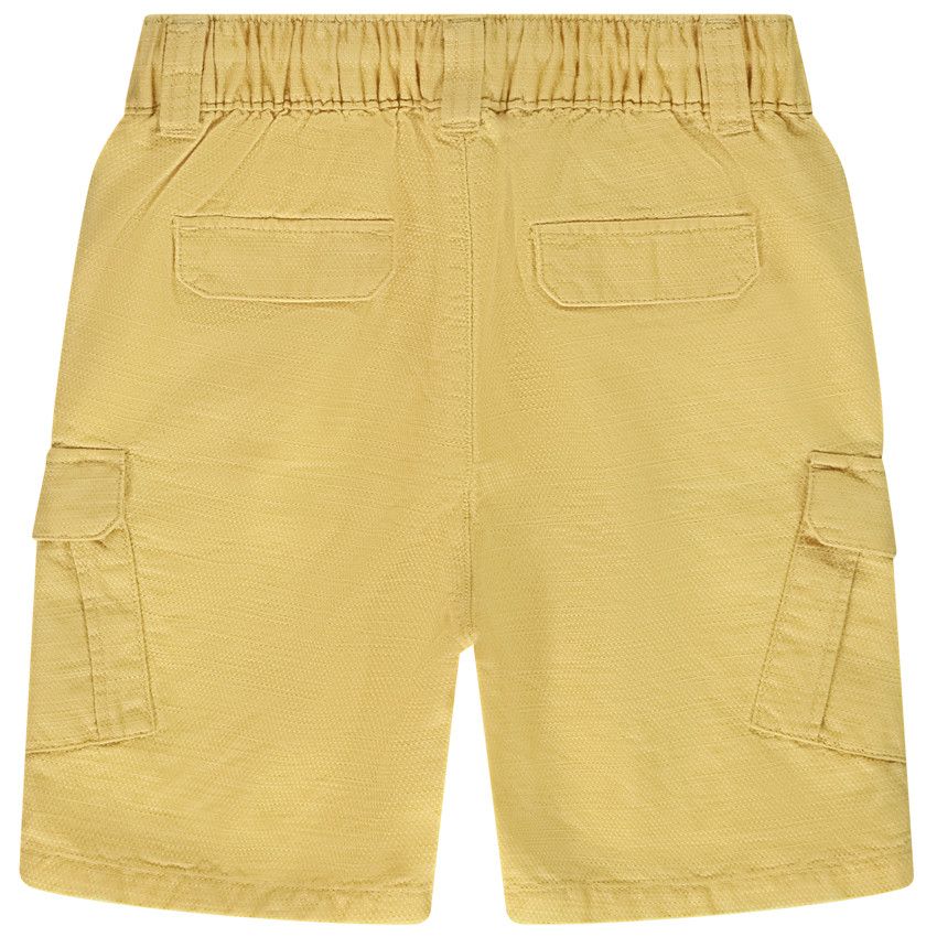 Bermuda style cargo uni en coton texturé pour garçon - Jaune