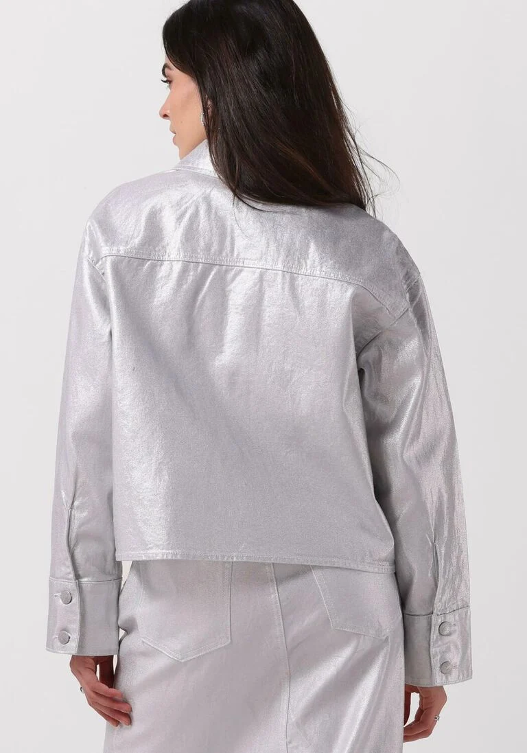 Y.A.S. zilveren y.a.s. spijkerjas yassilva denim ls shirt