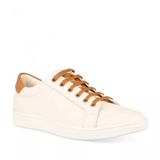 Baskets BLANC DENIM SIDE CUIR