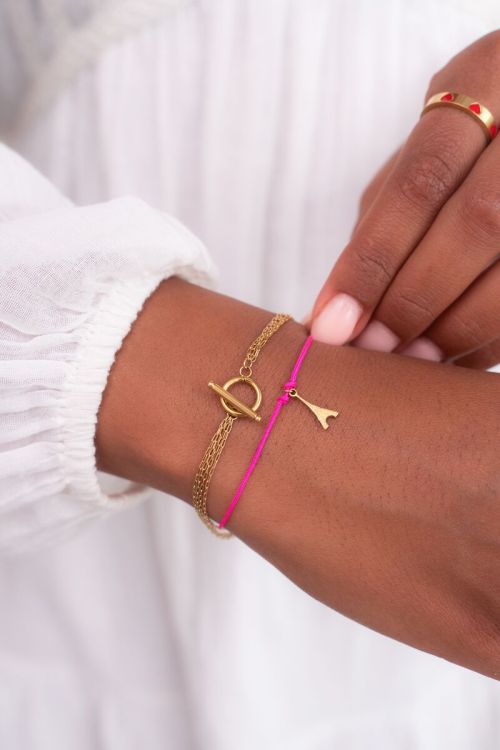 Minimalistische armband met 4 kettinkjes en slotje