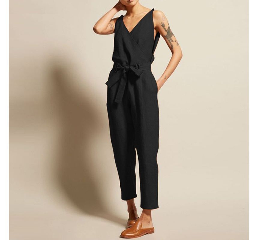 Bolgivy - Mouwloze V-hals cropped jumpsuit