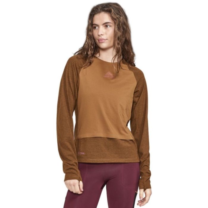 Craft Dame Trøjer ADV Trail Wool Wind LS Tee Brun