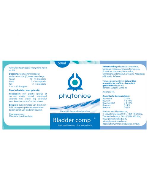 Phytonics Bladder Comp - Blaasondersteuning - 50 ml Hond\/Kat\/Paard