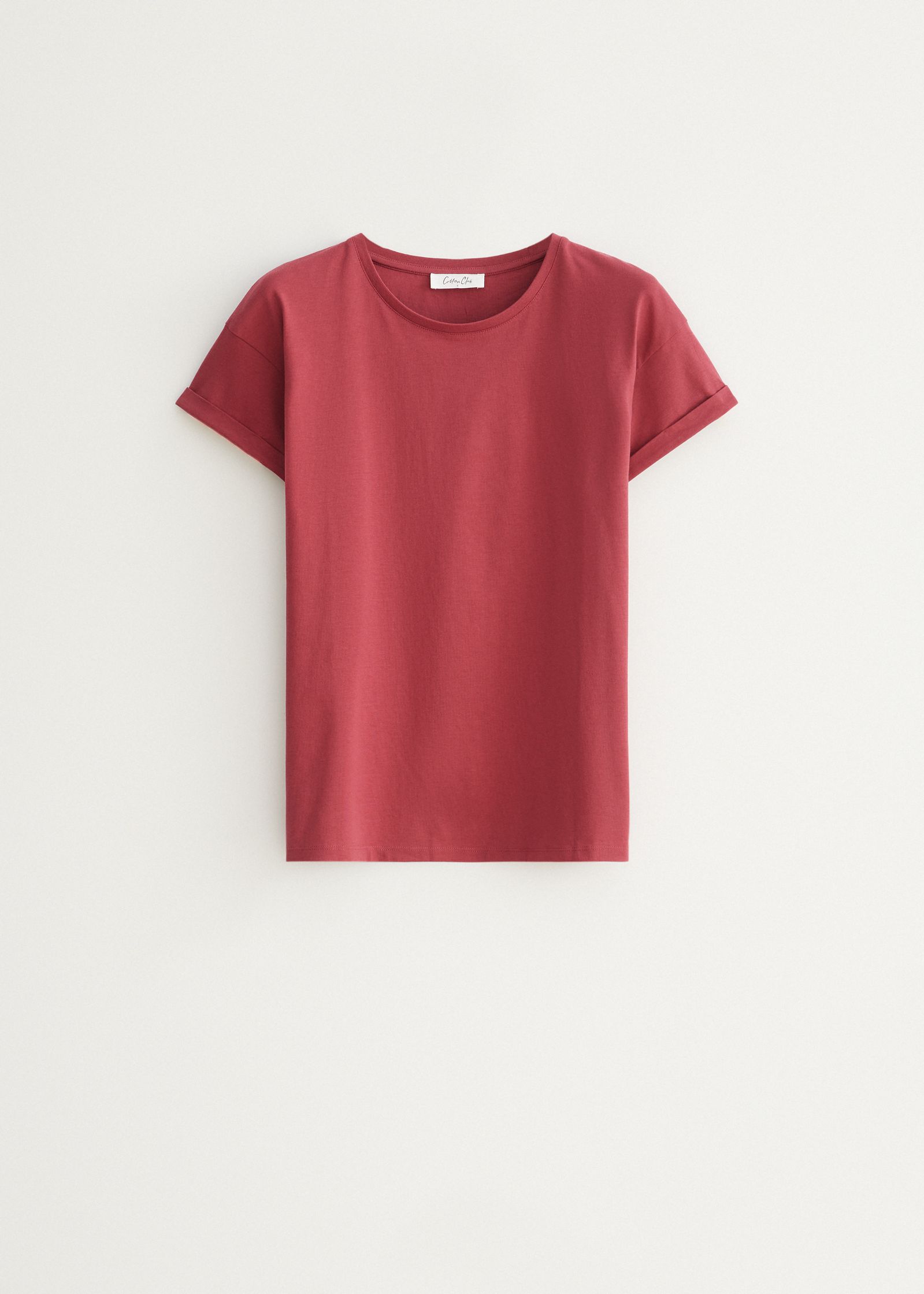 Basic T-shirt met opgerolde mouw