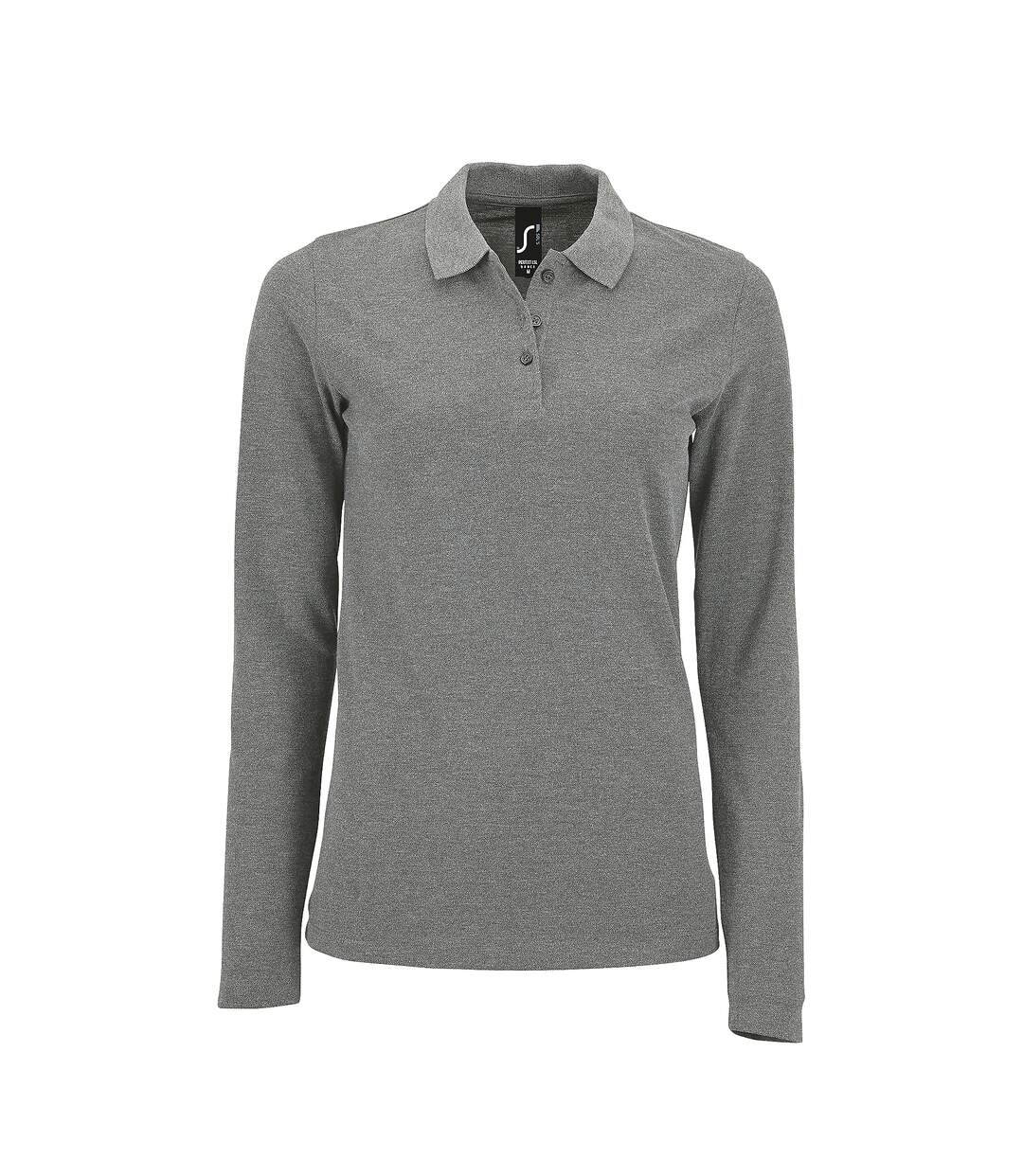 SOLS - Polo manches longues PERFECT - Femme (Gris chiné) - UTPC2908