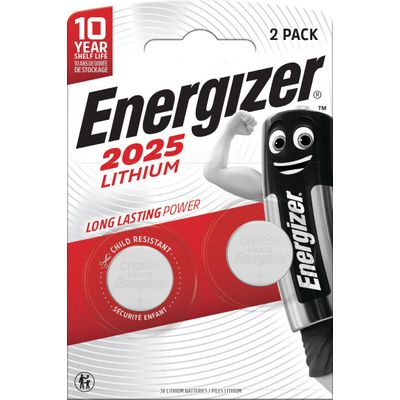 Pile bouton CR2025 lithium Energizer - Blister de 2 piles