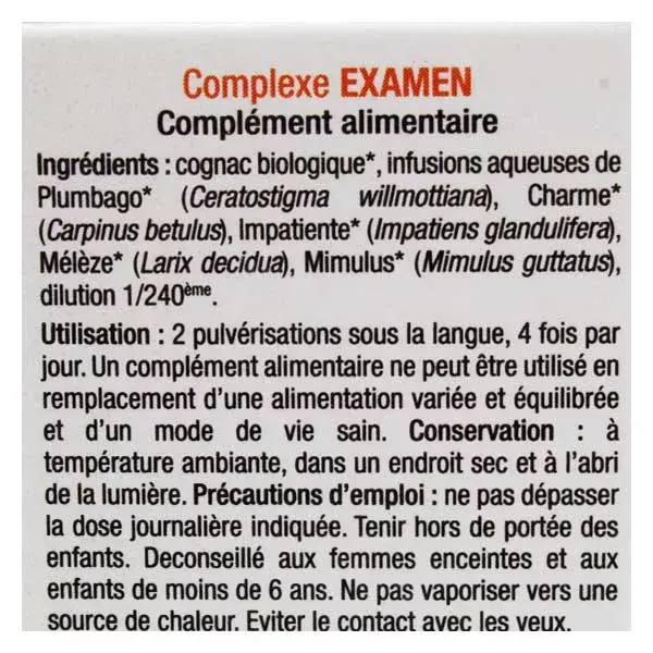 Ladrôme Elixirs Floraux Complexe Examen Spray Bio 20ml