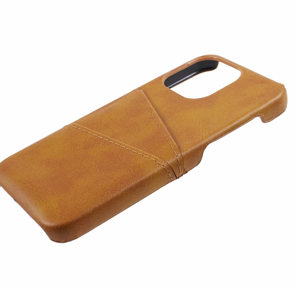 iPhone 15 Pro Leder Hülle Snap Case   Kartenfach - Hellbraun