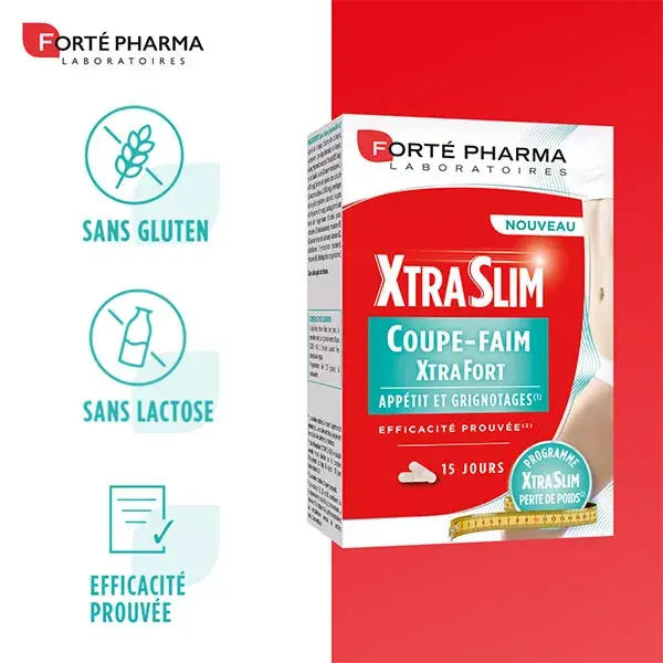 Forté Pharma Xtraslim Supressor de Apetite, Auxiliar de Emagrecimento, 60 Cápsulas