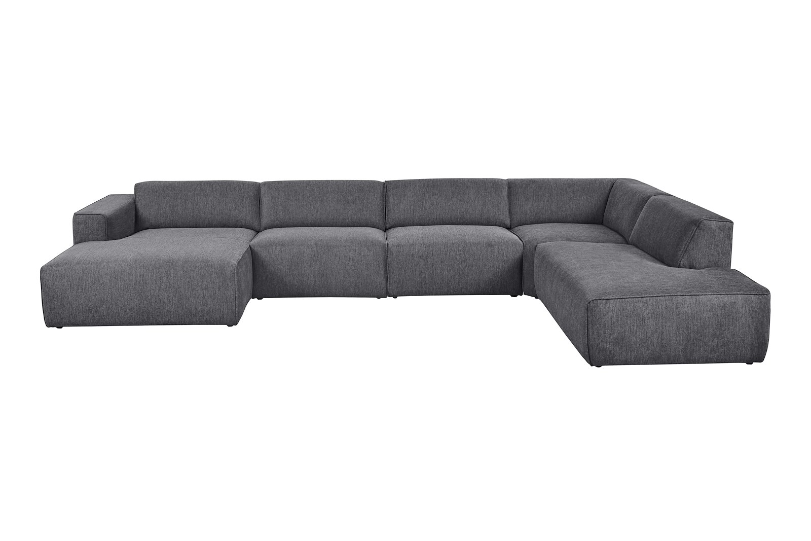 Enjoy U-sofa oppsett Sjeselong venstre liten , 2-seter, hjørne, åpen ende høyre liten i tekstil Brego 18 antrasitt med sorte ben