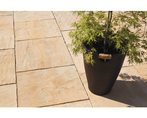 Betonnen terrasplaat India woestijnzand multiformaat dikte 4 cm (1 pallet = 9,72 m² komt overeen met 6 sets van 1,62 m²)