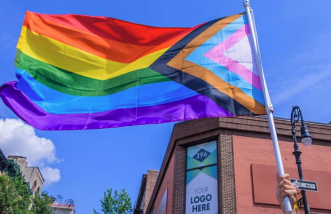 (90x150cm) Interinklusive Regenbogen Flagge Deko Pride LGBTQ Progress Banner Peace Fahne mit Ösen - Bunt