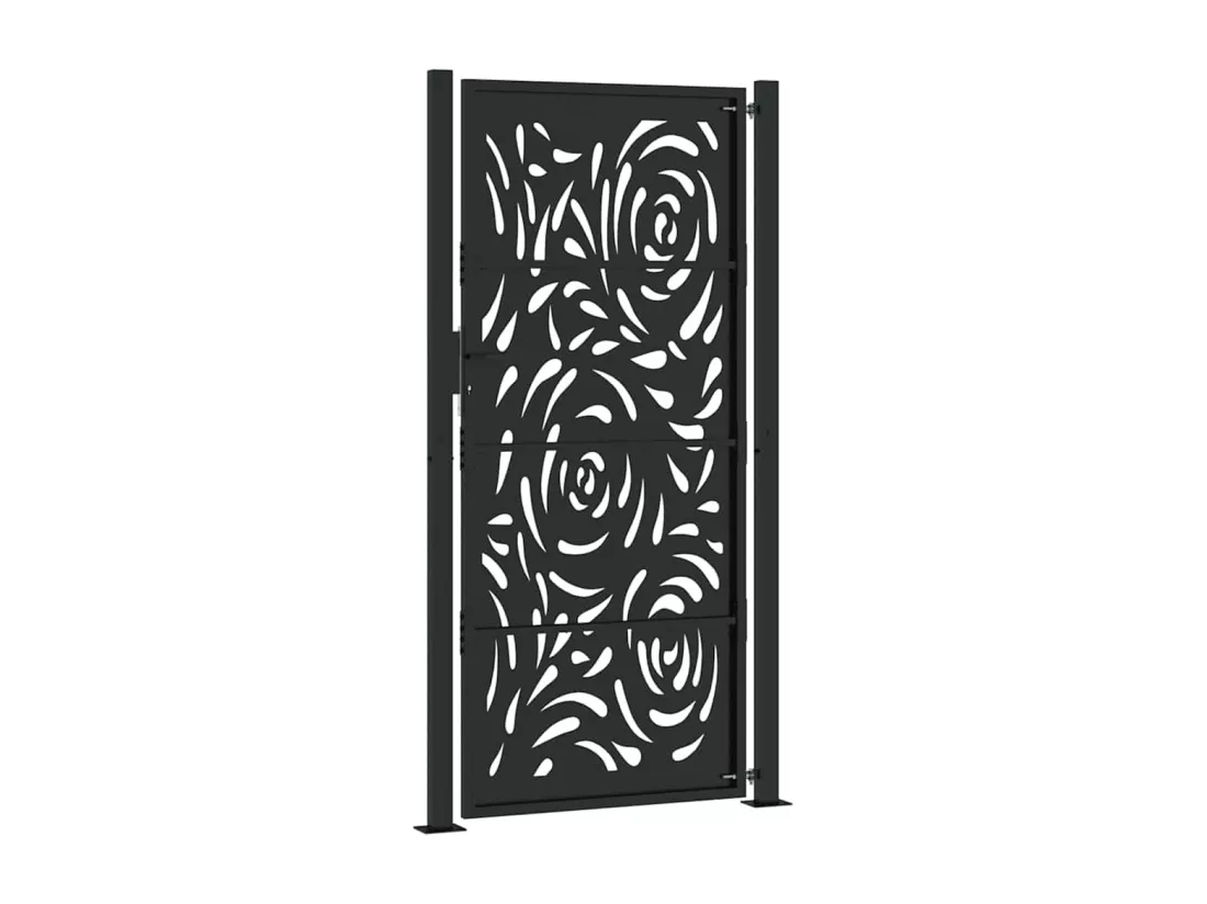Portail de jardin noir 105x205 cm acier conception de flamme