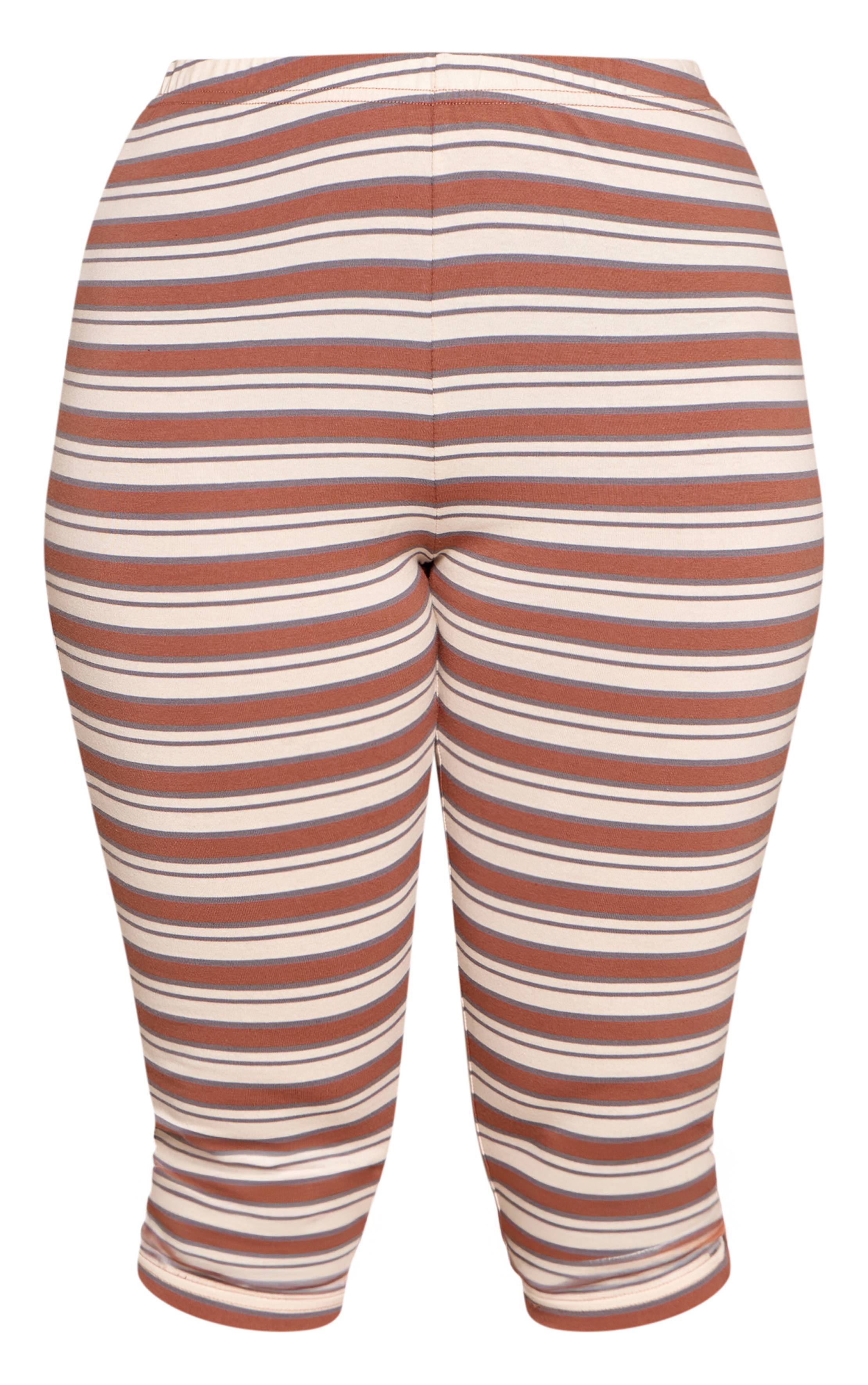 Chocolat Pantalon Capri Rayé Sculptant