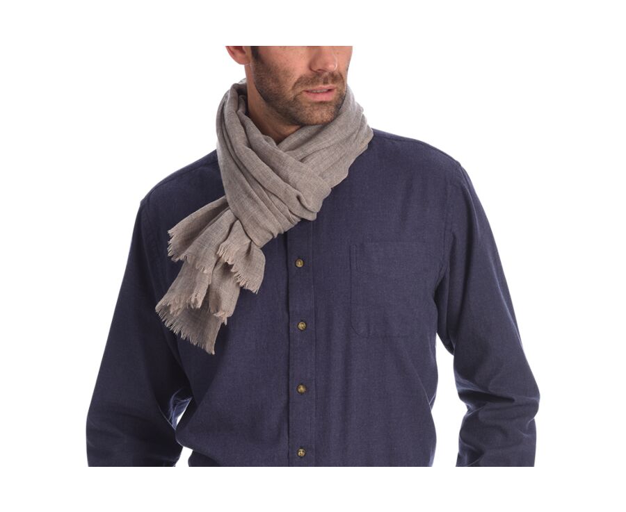 Écharpe fine Laine et Cachemire Taupe Chiné