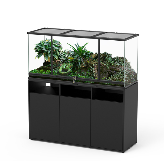 Terrarium et Meuble avec portes Noir L.132xP.45xH.60cm