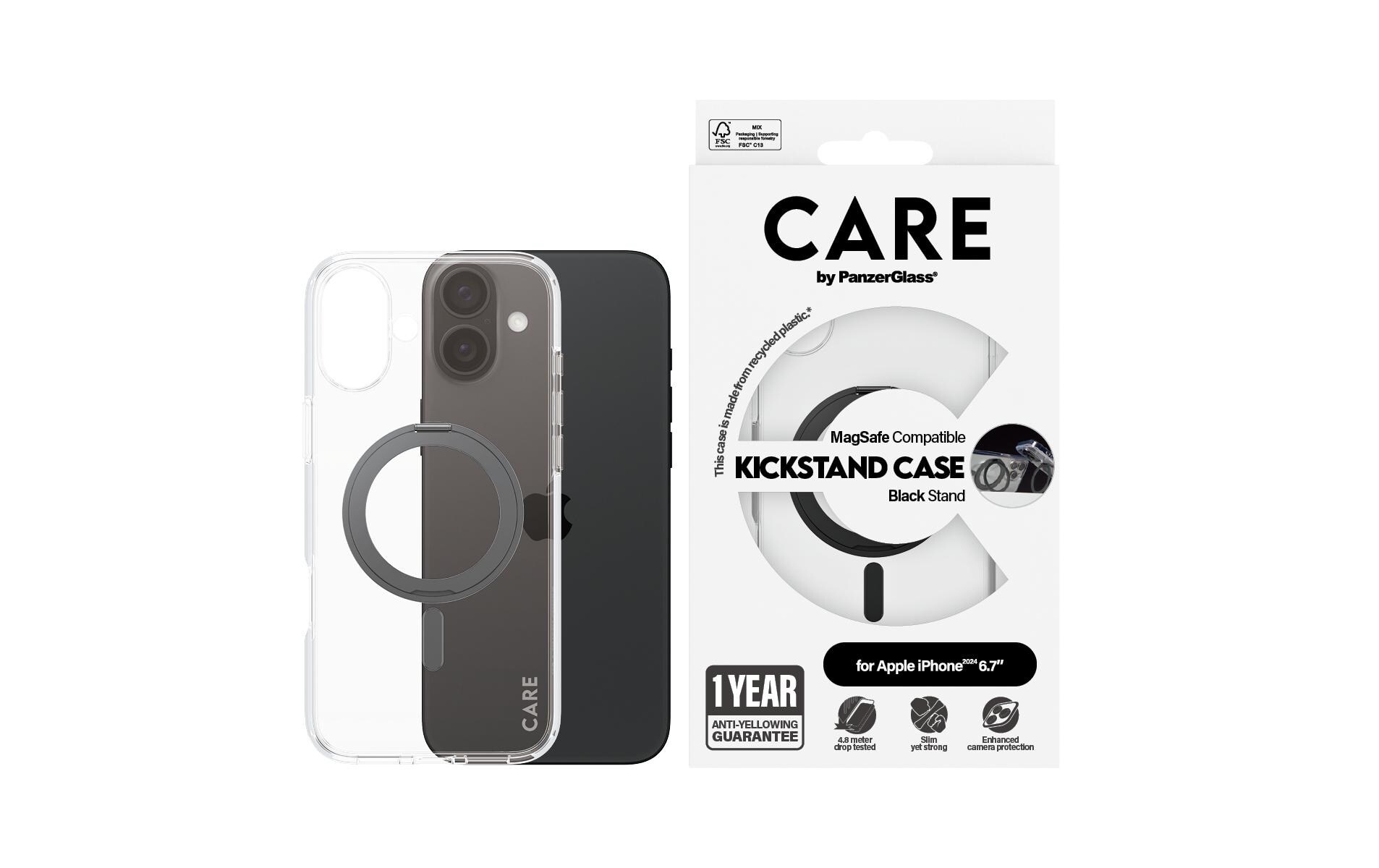 Back Cover Feature Kickstand iPhone 16 Plus SchwarzSchutzhülle für das Apple iPhone 16 Plus