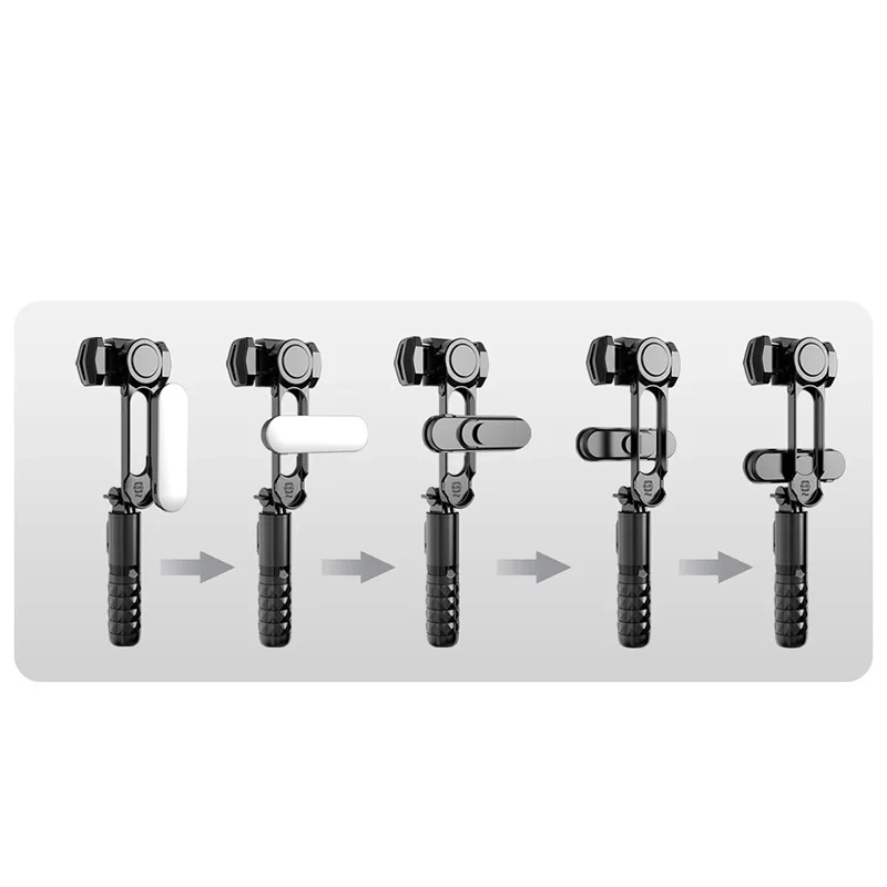(30-70cm) Handy-Stabilisator Bluetooth / Selfie-Stick mit LED-Licht Live Stream Gimbal Stativ / Anti-Shake / Fernauslöser Handy Halterung - Schwarz
