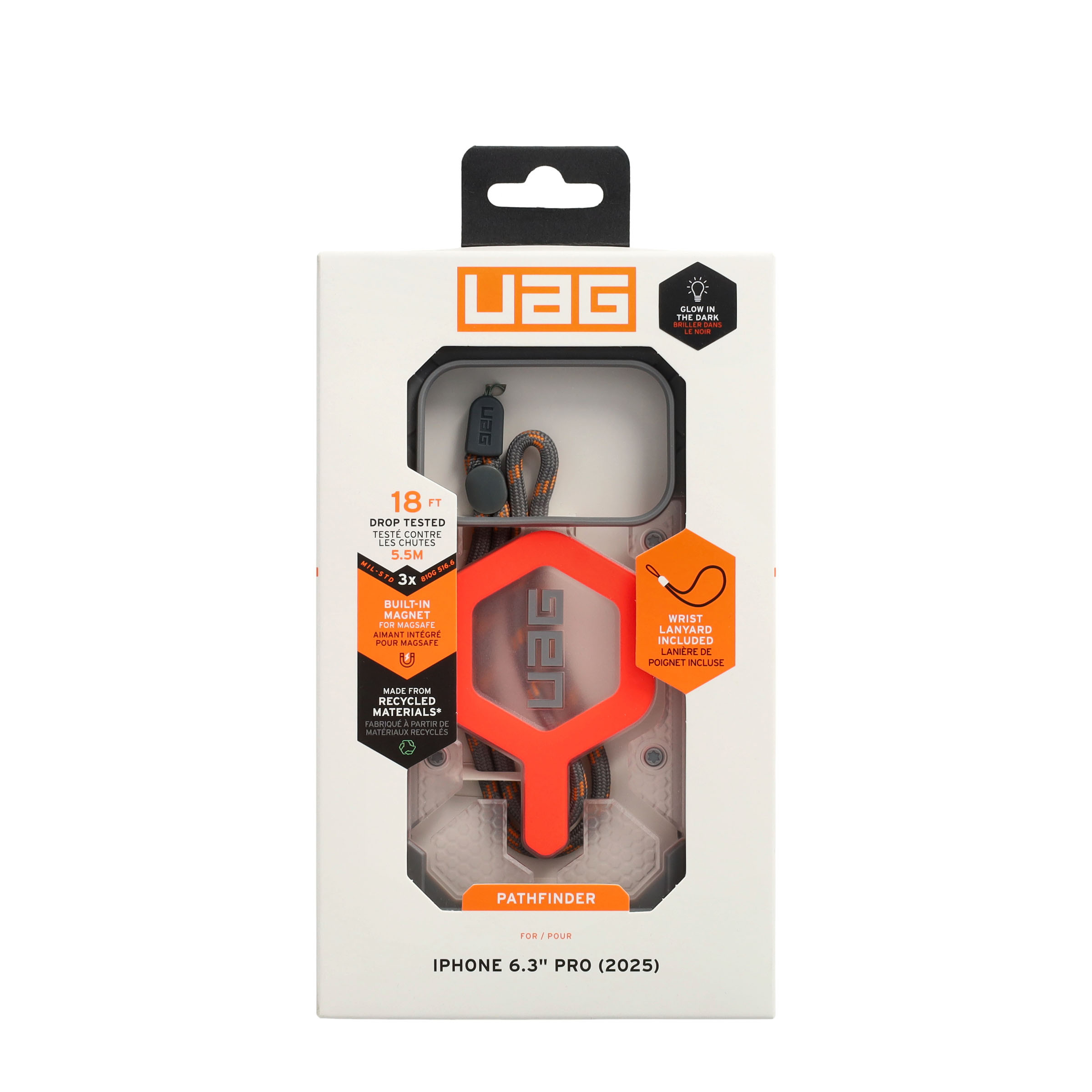 iPhone 17 Pro MagSafe Schutzhülle Pathfinder   Trageschlaufe (1145511BV02) - Active Lava (Transparent / Rot)