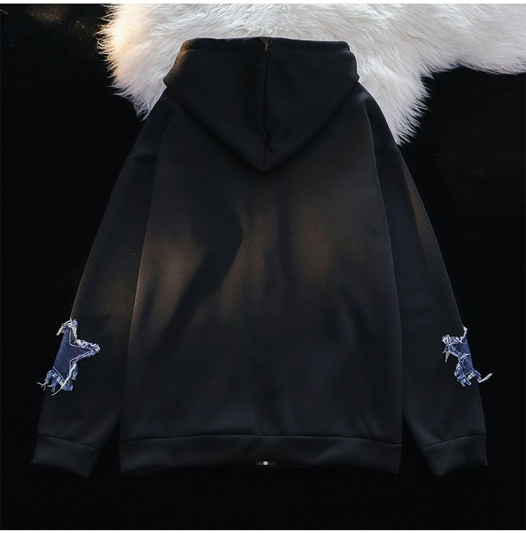 Whyessa - Hoodie met rits en sterrenapplicatie