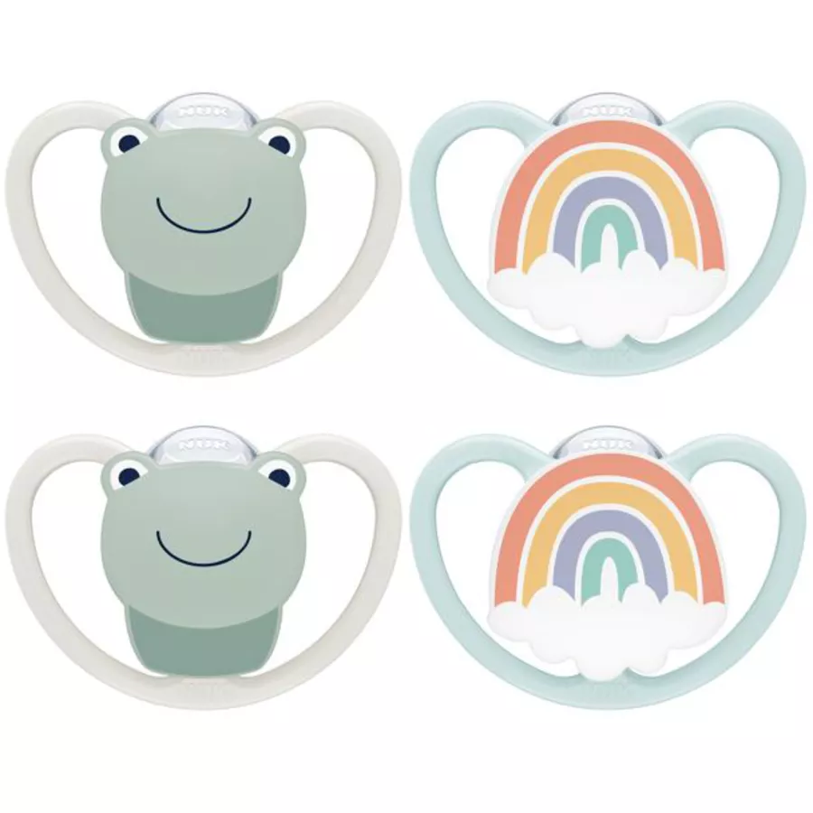 NUK Schnuller Space Silikon Gr. 1, FroschRegenbogen 4 Stück