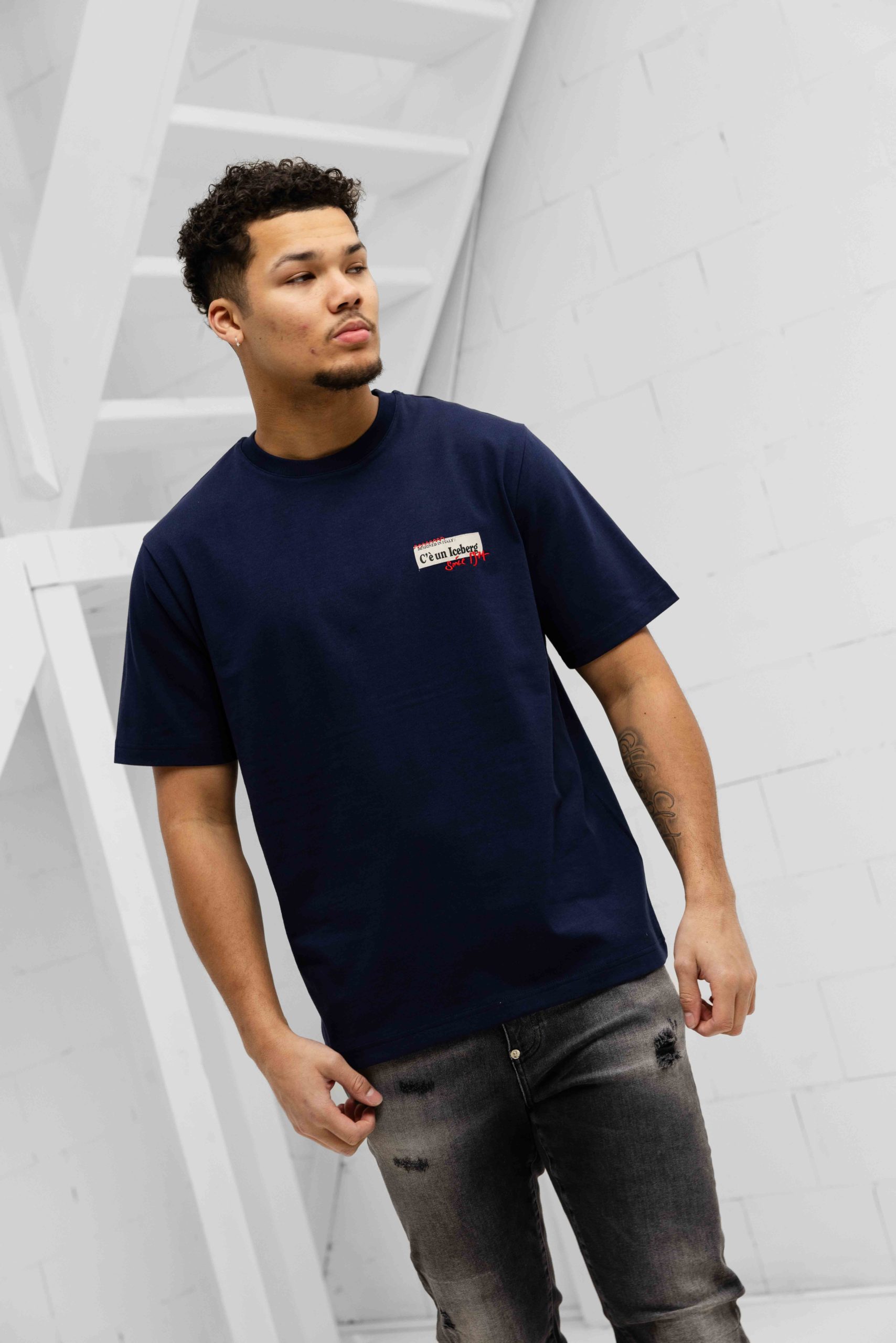 Iceberg 5D F026 Jersey T-Shirt Heren Donkerblauw