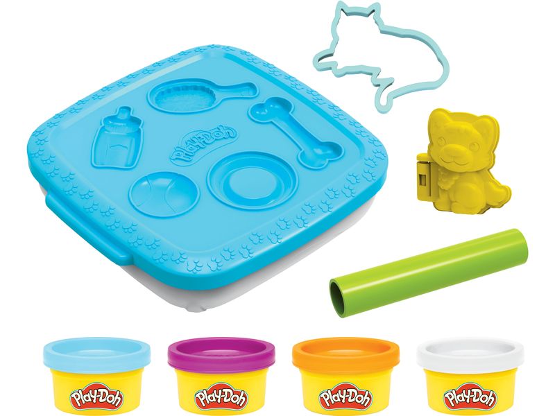 Play-Doh Knetbox für unterwegs assortiert Alles für kreative Abenteuer unterwegs 4 Farben und 3 Accessoires in einer praktischen Box