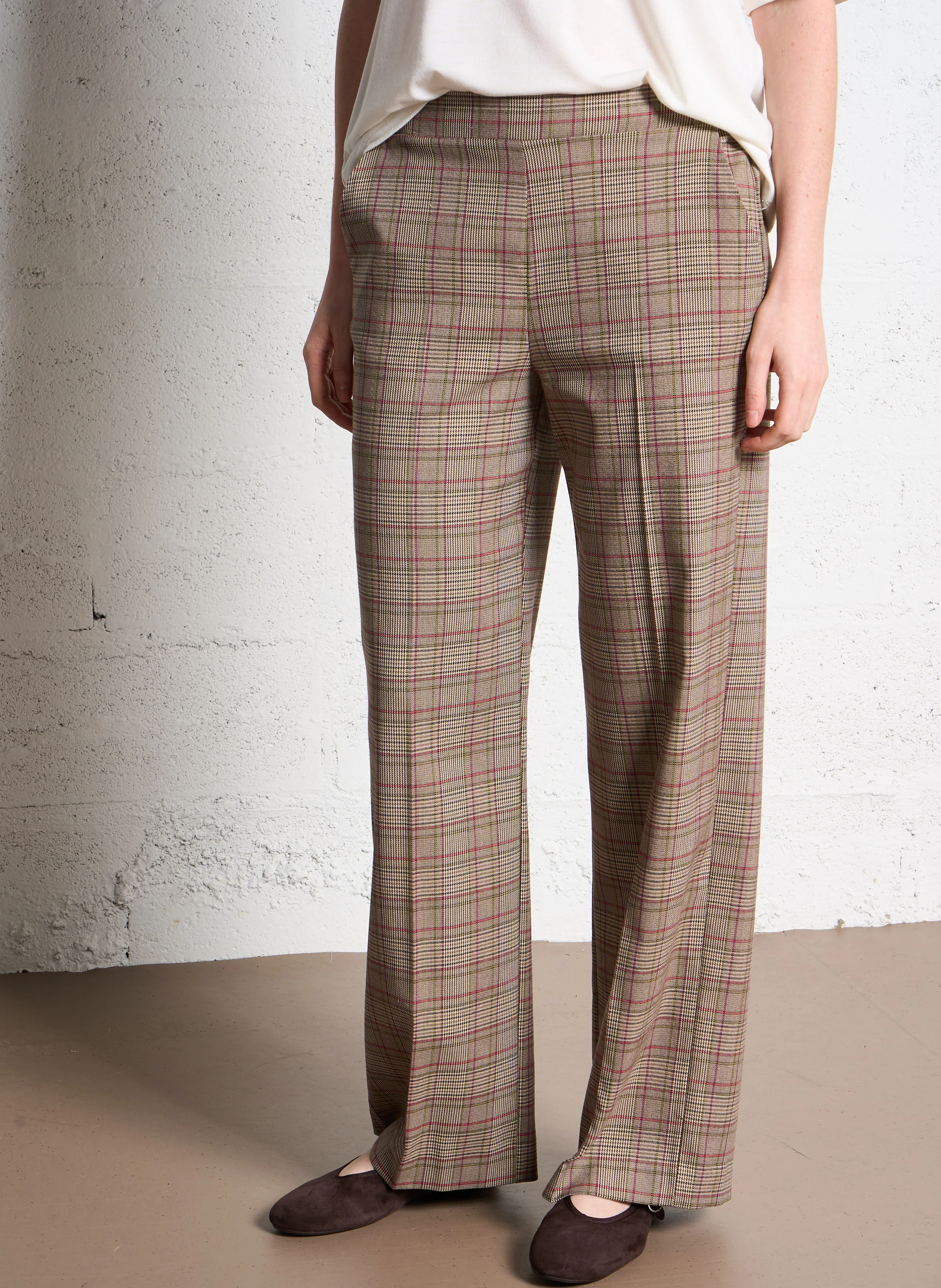 Pantalon large imprimé | Beige