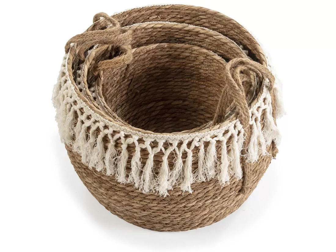 Set de 3 paniers Jula fibre naturelle, blanc/naturel
