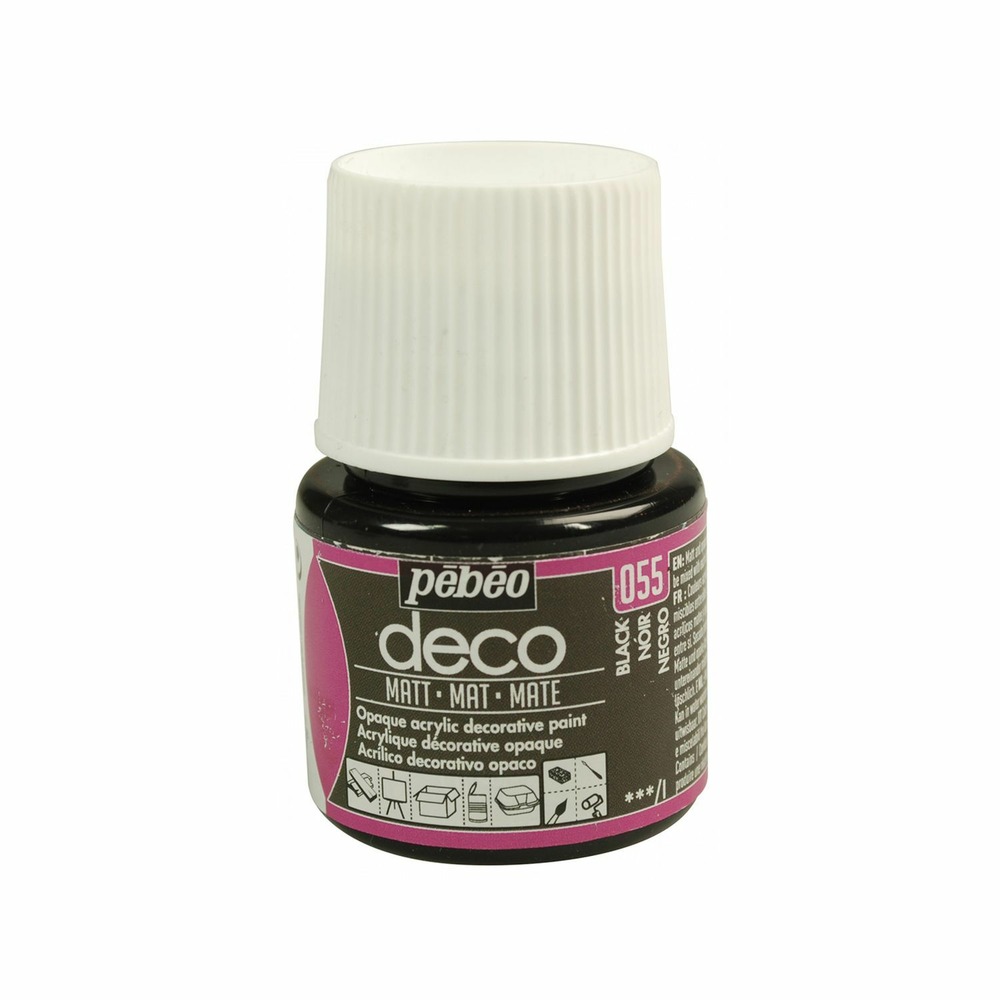 Peinture acrylique opaque mate - noir - 45 ml