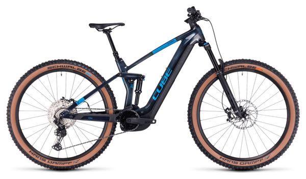 VTT Électrique Tout-Suspendu Cube Stereo Hybrid 140 HPC SLX 750 Shimano Deore XT 12V 750 Wh 27.5'' Bleu Liquid 2024