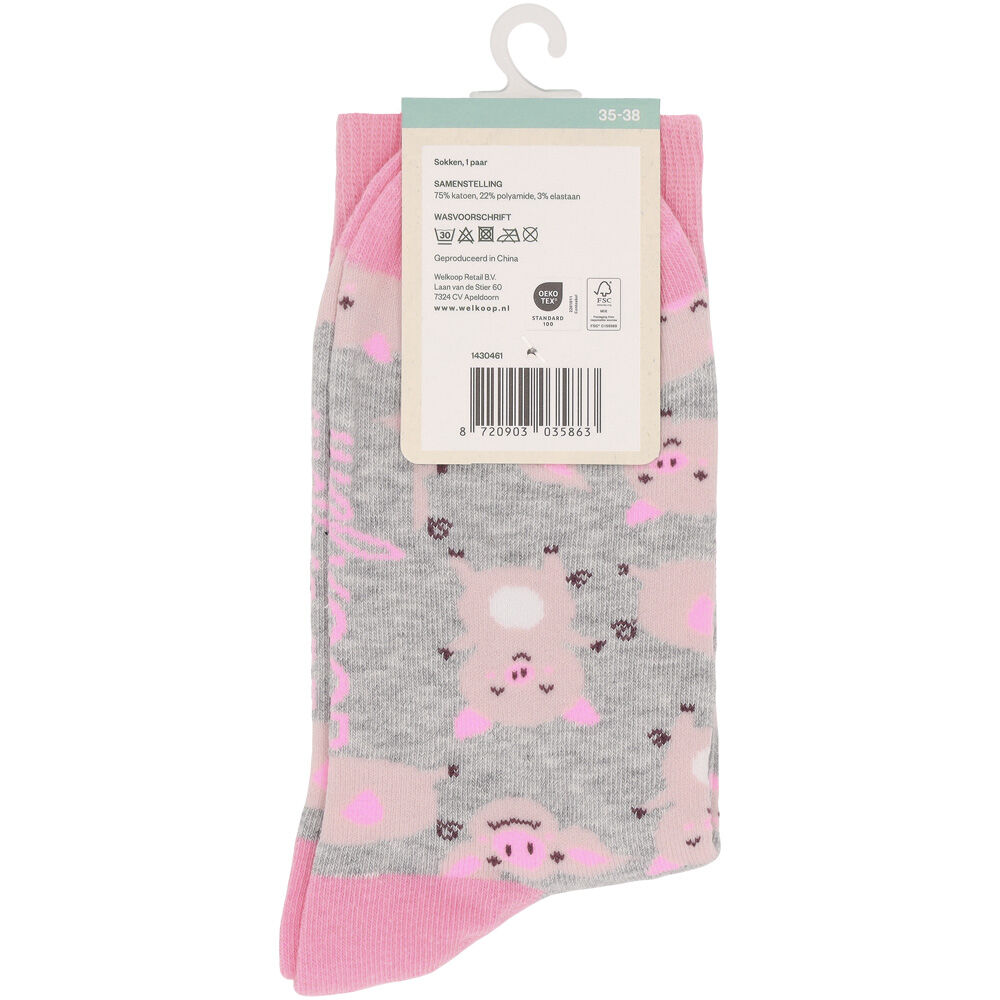 Welkoop Fun Varken - Sokken - Roze - 35-38