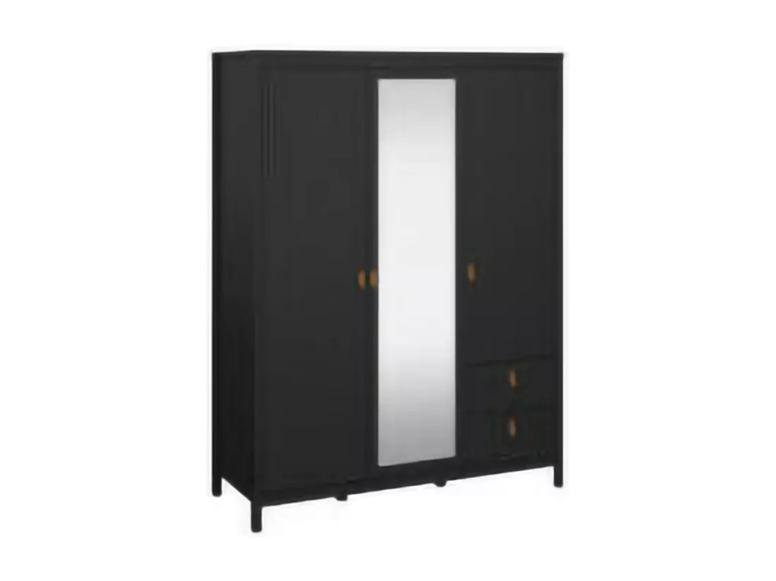 Garde-robe 3 portes Dselvagg, Meubles de chambre, Penderie de plain-pied, Placard à vêtements, 150x58 h199 cm, Noir