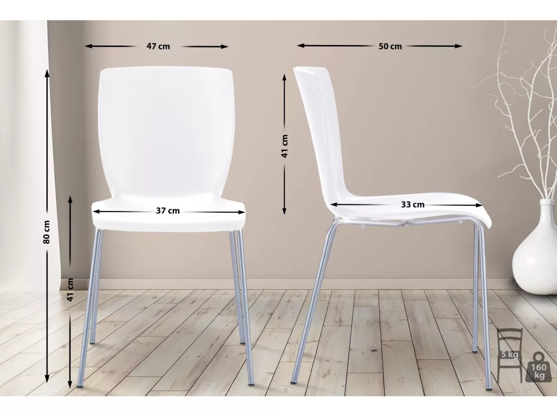 Chaise de conférence - Plastique & Aluminium - Blanc - Mio