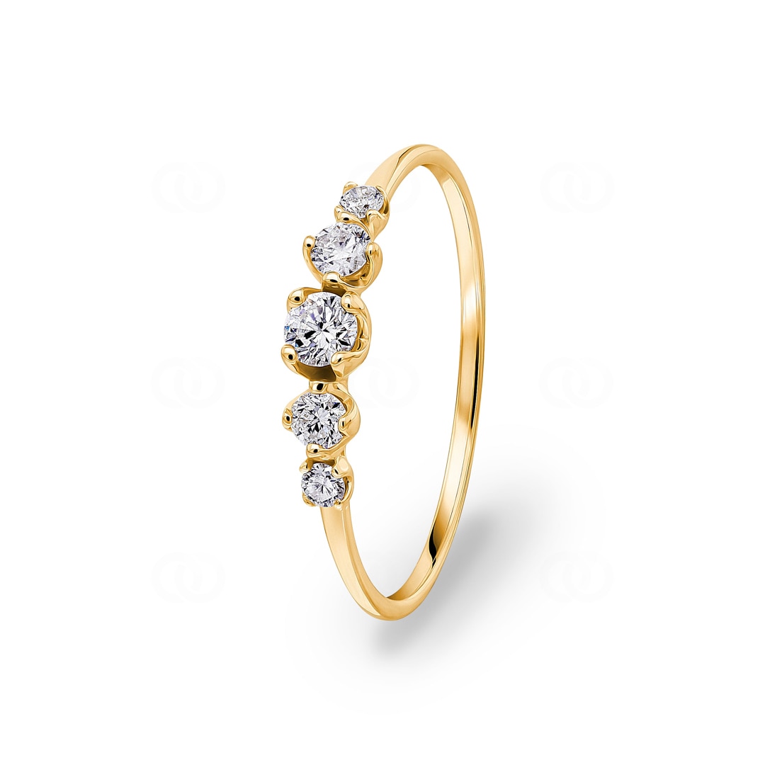 Damenring 750/18 K Gelbgold mit Diamanten 0.25 ct H/si