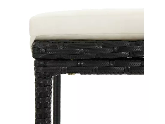 Ensemble de bar 3 pcs Résine tressée Noir