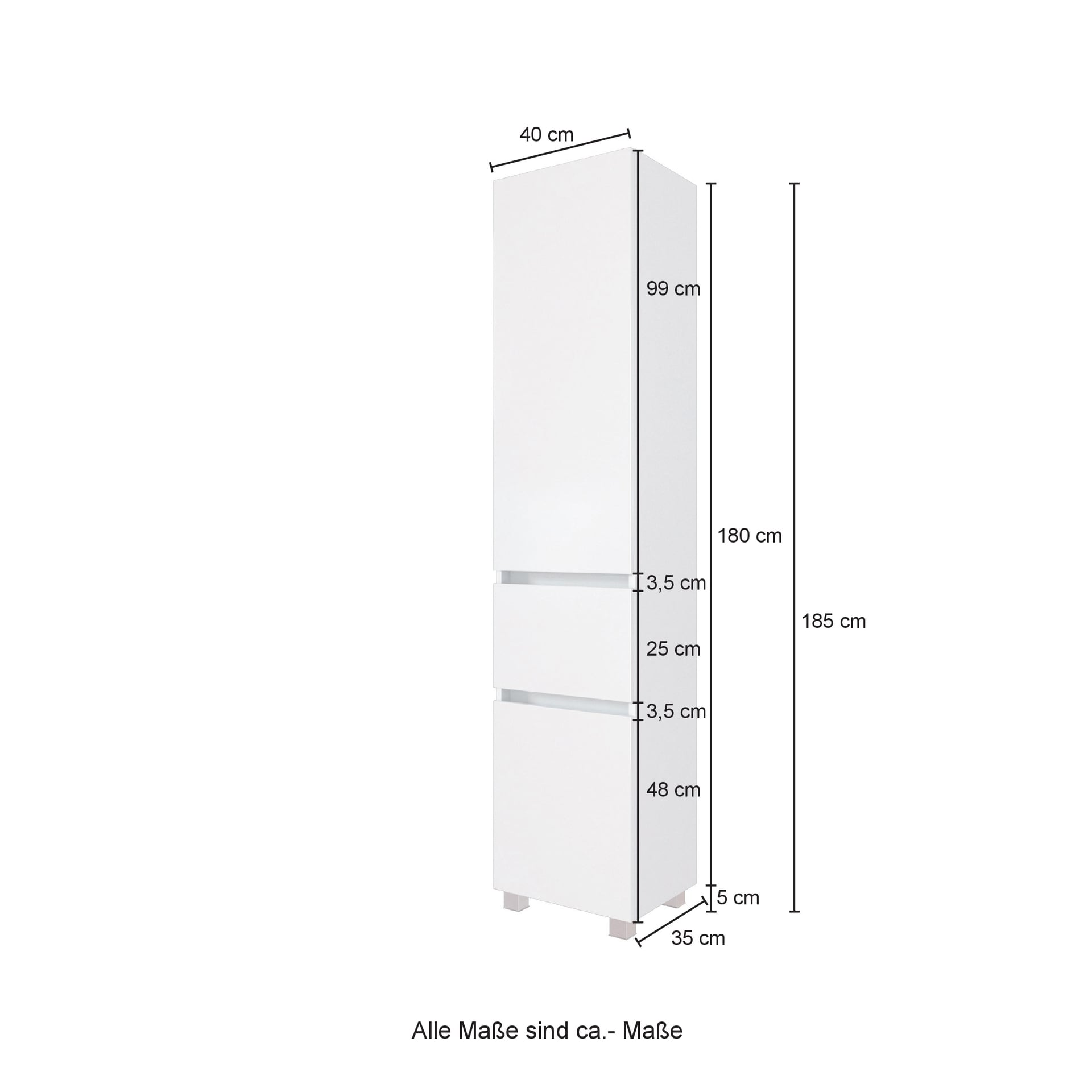 Seitenschrank Bregenz weiß B/H/T 40x180x35 cm