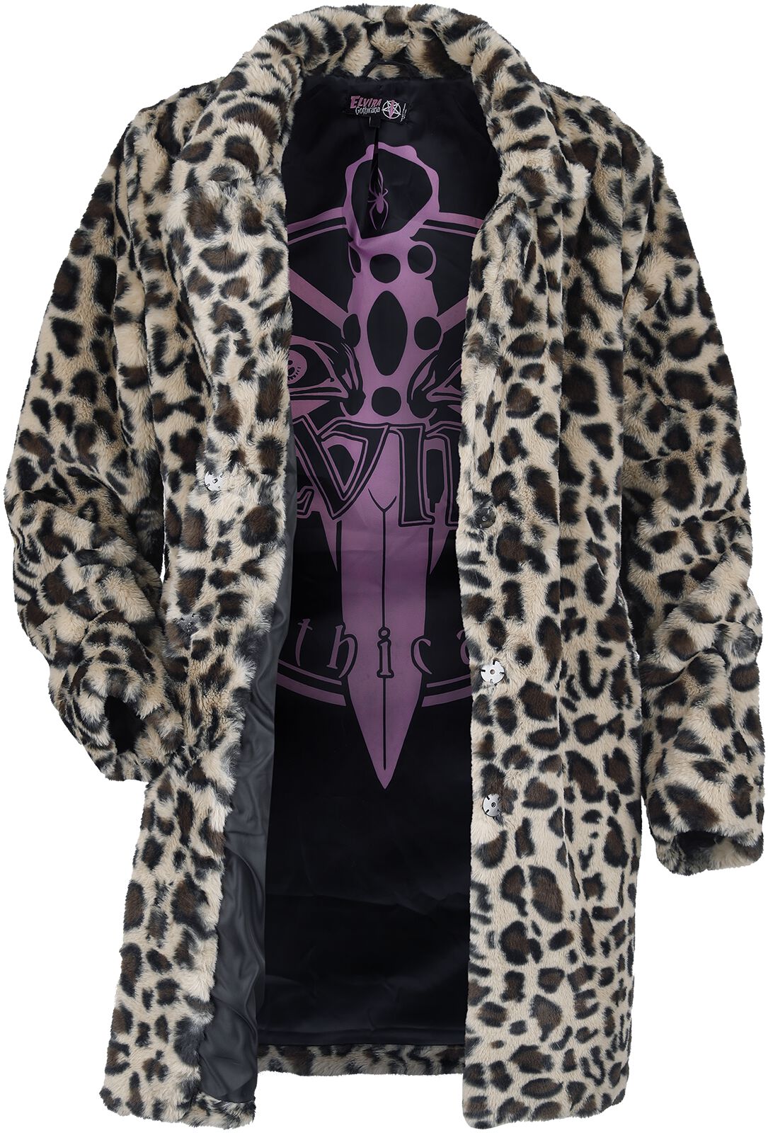 Gothicana X Elvira - Manteau fausse fourrure imprimé léopard | Gothicana by EMP Manteaux