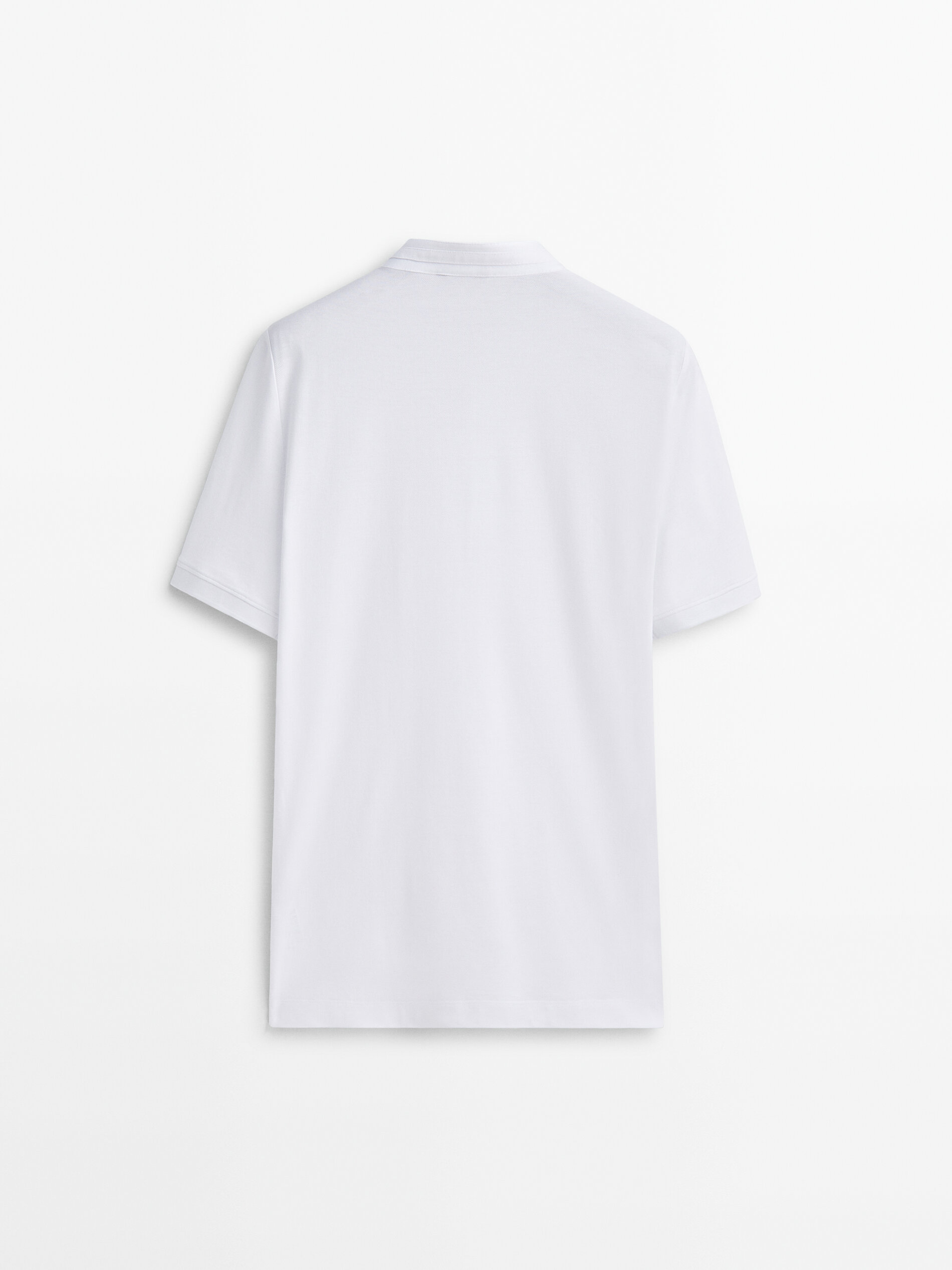 Camisa polo 100% algodão com gola mandarim - BRANCA