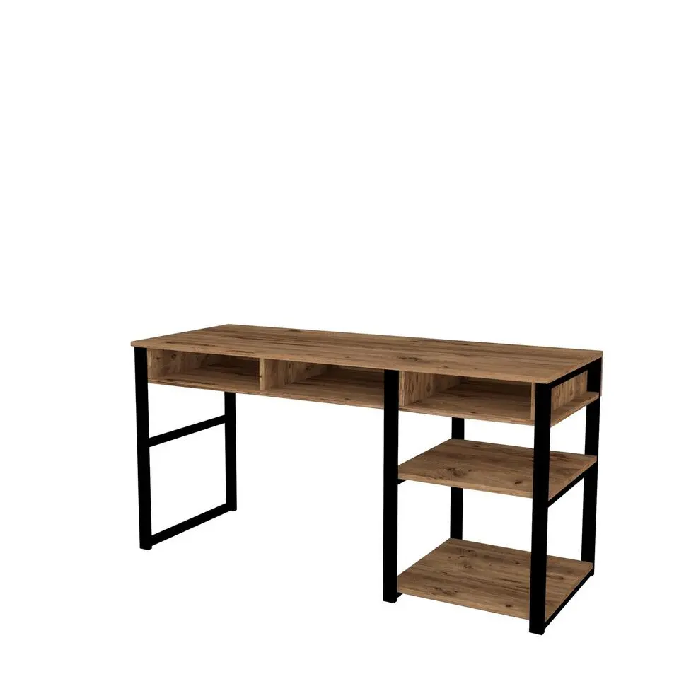 Bureau Zwart/Bruin Melamine - 150x58,4x75,8cm - Emro