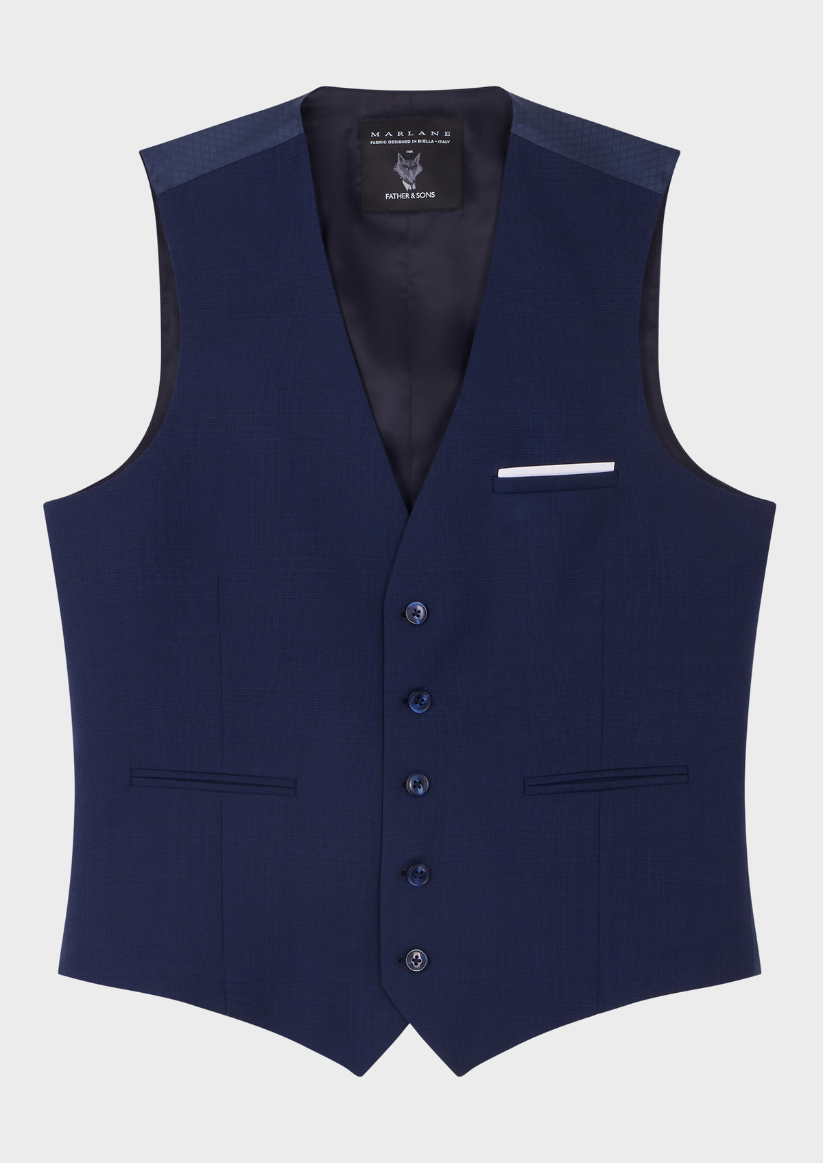 Gilet de costume en laine bleu marine Prince de Galles