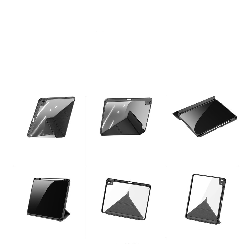 iPad 10.9 (2022) 2in1 Abnehmbare Hybrid TPU Bumper Leder Tasche Smart Cover Schutzhülle - Grau