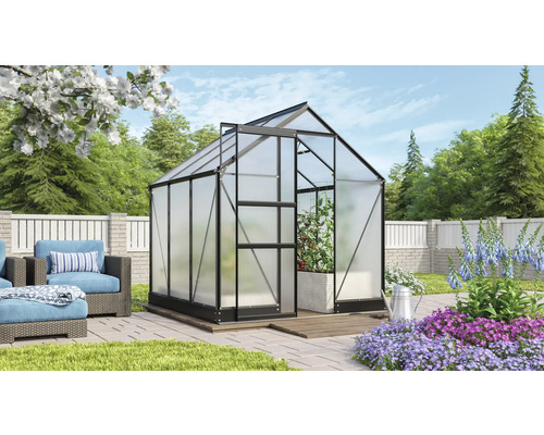 Vitavia Apollo 3800 kas, 4 mm dubbelwandige polycarbonaat panelen met fundering, 195x199 cm, zwart