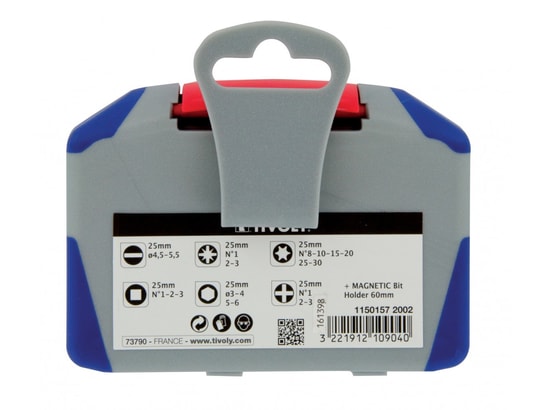 TIVOLY - Coffret embouts de vissage 22 pièces +porte embouts