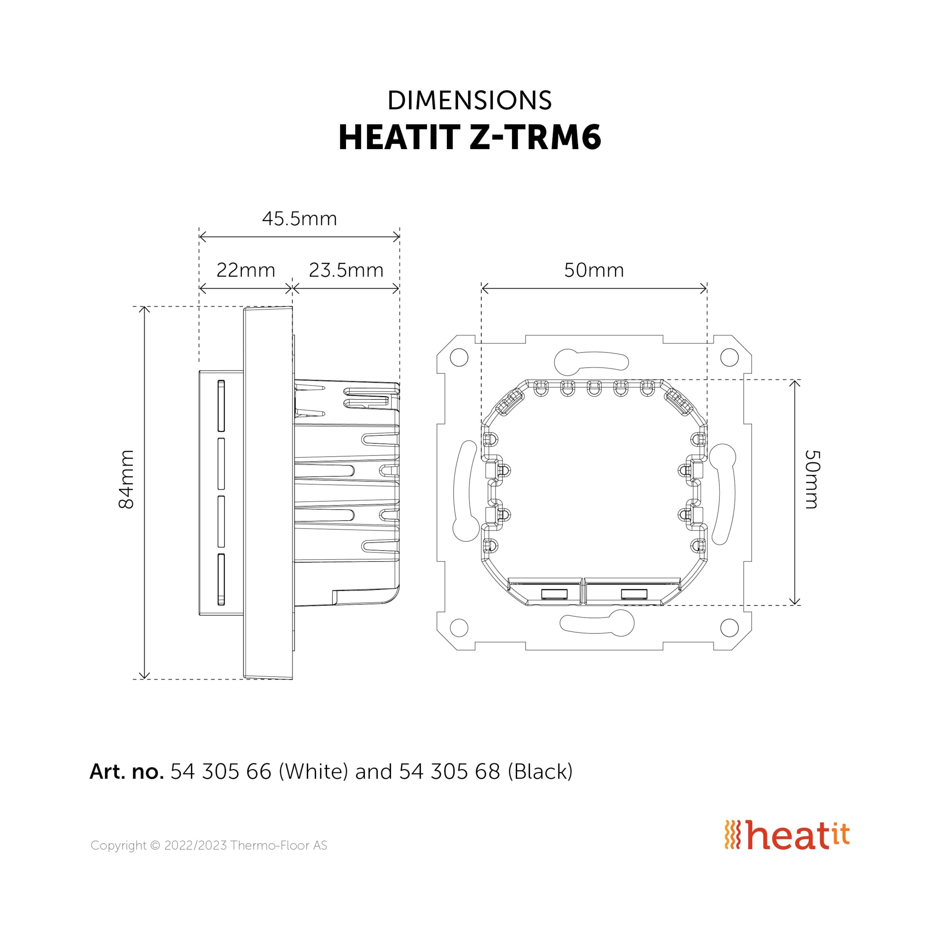 Heatit Z-TRM6 Termostat med Z-wave Black