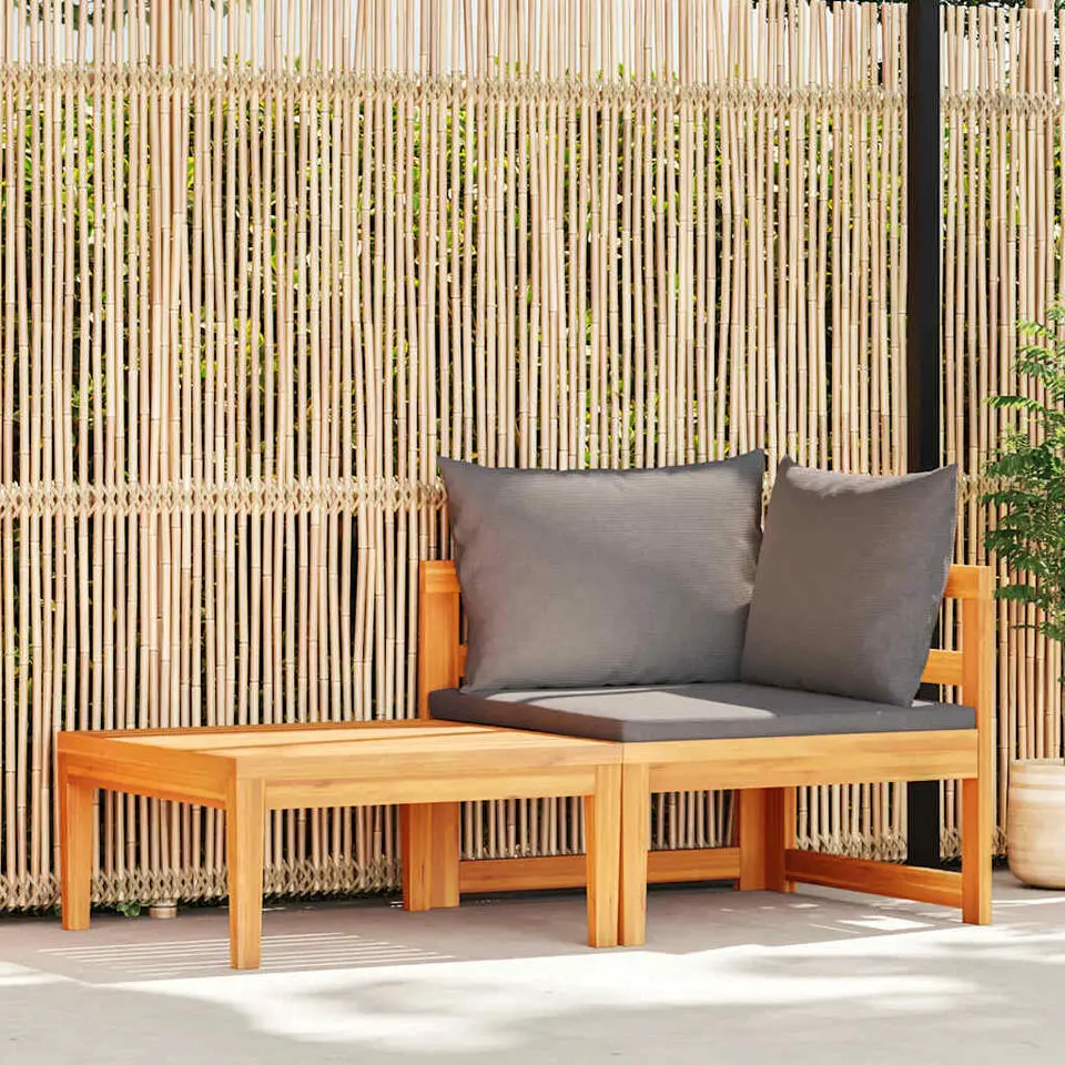 vidaXL - Loungeset - Grijs - Acaciahout - 2 stuks - Met kussens