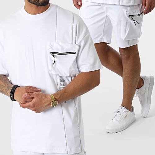 Ensemble Tee Shirt Oversize Short Jogging Y258UST Blanc