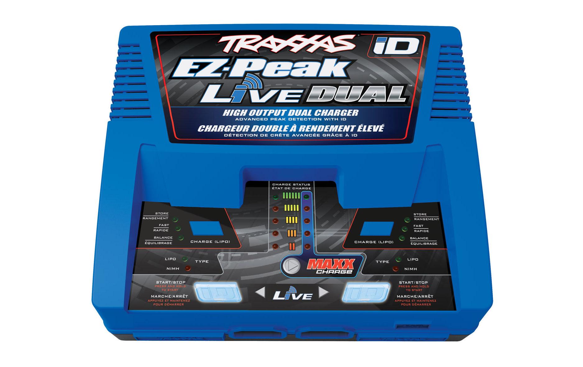 Dual-Ladegerät EZ Peak Live Dual 2-4S<br>Leistungsstarkes Ladegerät für Traxxas ID Akkus