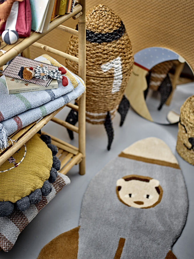 Bloomingville Mini Space Tæppe, Blå, Uld Blå
