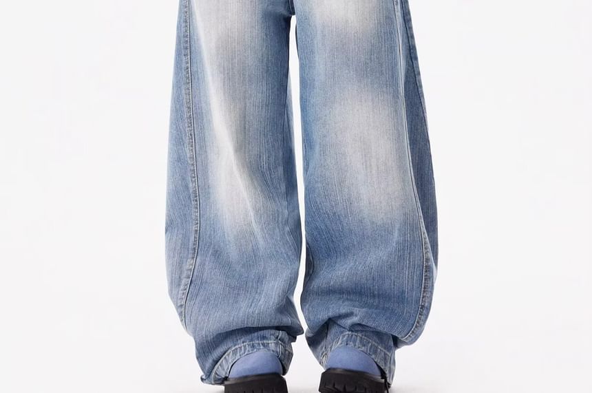 Kenning - Mid Rise Washed Baggy Barrel Jeans